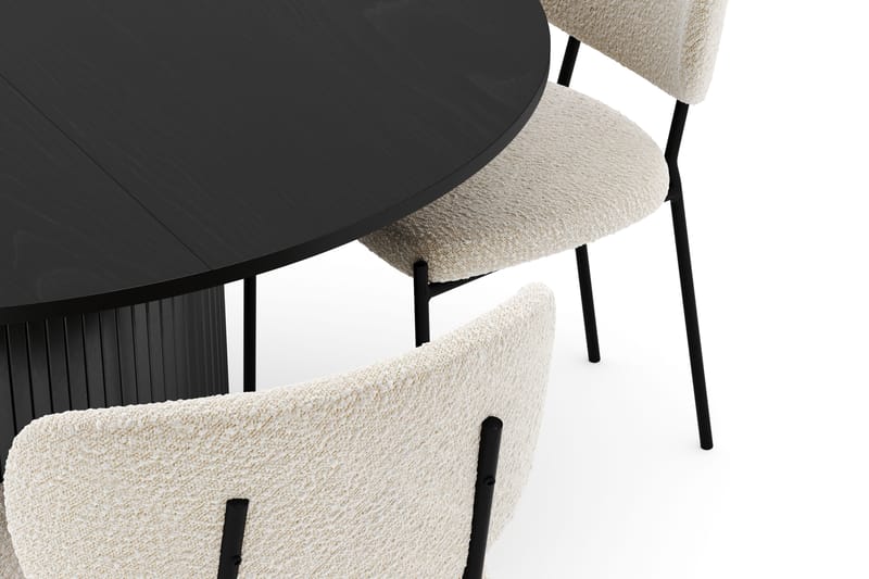 Kopparbo Runt Matbord 130 cm Förlängningsbart med 4 Gemmiano Stolar - Svart - Möbler - Matplats - Matgrupp & matbord med stolar