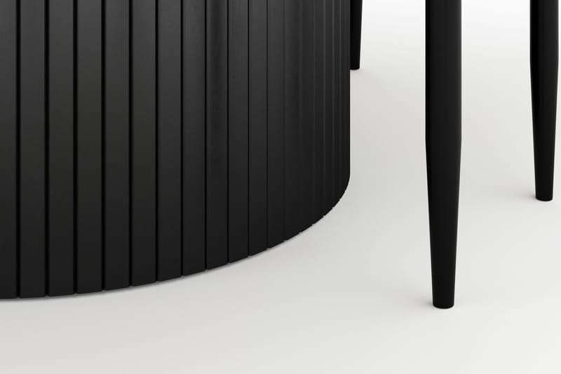 Kopparbo Runt Matbord 130 cm Förlängningsbart med 4 Sawako Stolar - Svart - Möbler - Matplats - Matgrupp & matbord med stolar