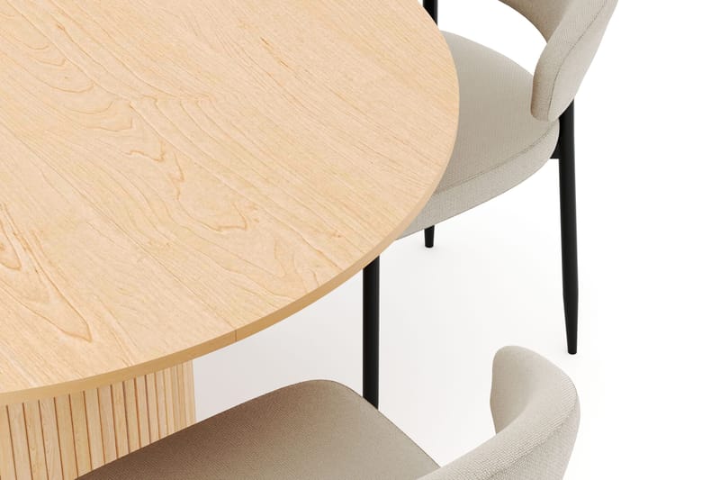 Kopparbo Runt Matbord 130 cm Förlängningsbart med 4 Sawako Stolar - Vit - Möbler - Matplats - Matgrupp & matbord med stolar