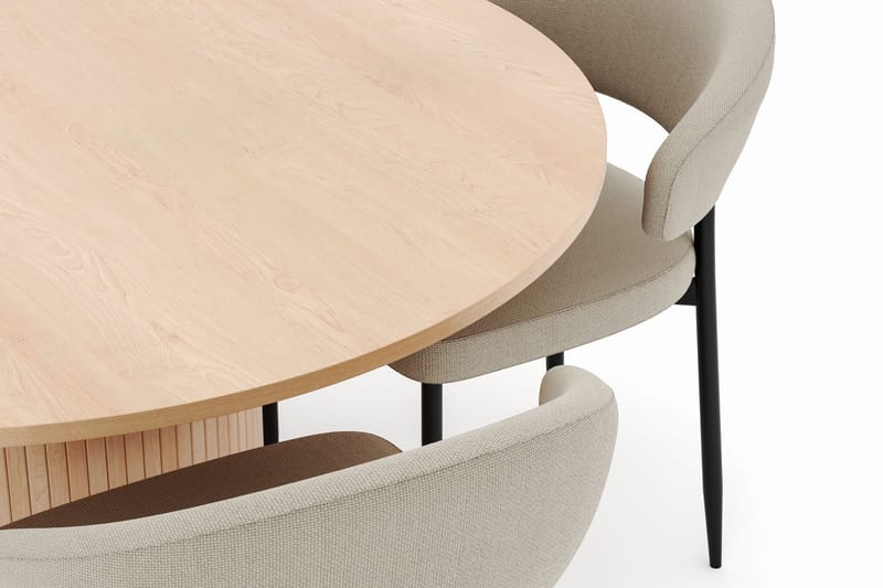 Kopparbo Runt Matbord 130 cm med 4 Sawako Stolar - Beige - Möbler - Matplats - Matgrupp & matbord med stolar