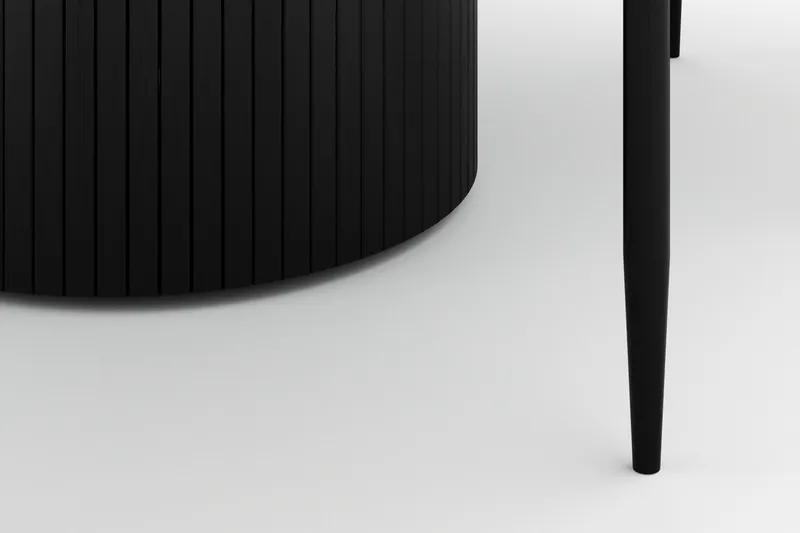 Kopparbo Runt Matbord 130 cm  med 4 Sawako Stolar - Svart - Möbler - Matplats - Matgrupp & matbord med stolar