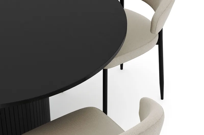 Kopparbo Runt Matbord 130 cm  med 4 Sawako Stolar - Svart - Möbler - Matplats - Matgrupp & matbord med stolar