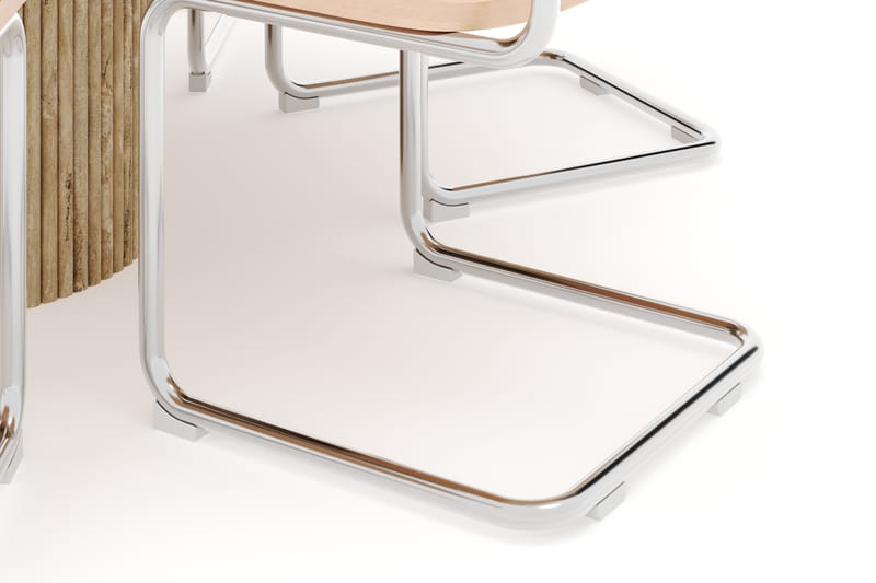 Kopparbo Runt Matbord 130cm Travetin utseende med 6 st Build Matstolar - Beige - Möbler - Matplats - Matgrupp & matbord med stolar