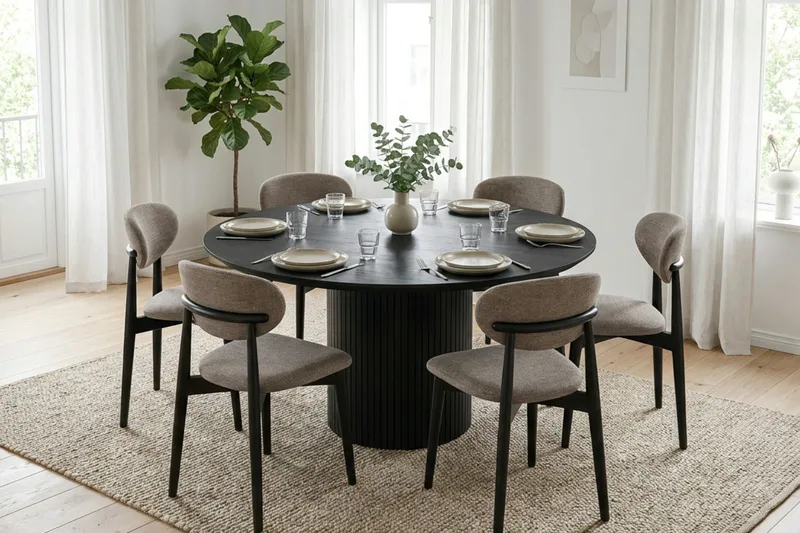 Kopparbo Runt Matbord 150 cm Fanér - Svart - Möbler - Matplats - Matbord & köksbord