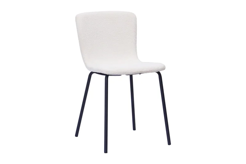 Kopparbo Runt Matbord 150 cm med 4 Katy Matstolar - Vit / Vit Bouclé / Metallben Svart - Möbler - Matplats - Matgrupp & matbord med stolar