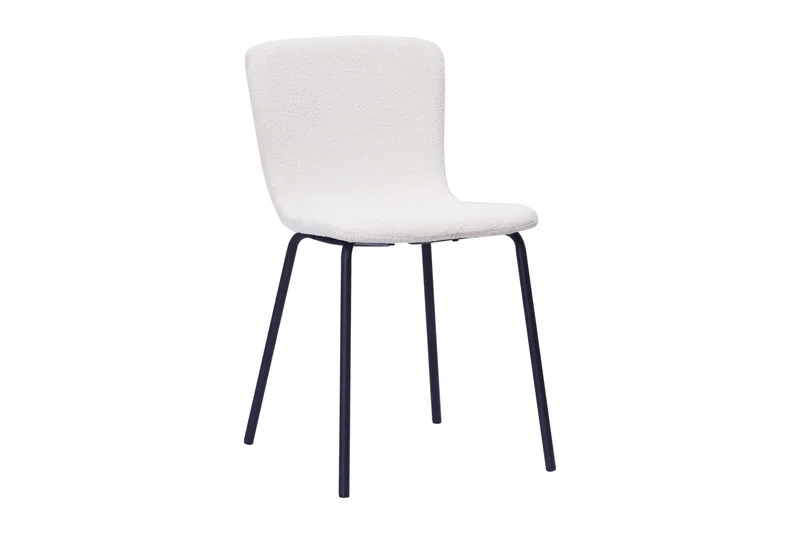 Kopparbo Runt Matbord 150 cm med 6 Katy Matstolar - Valnöt / Vit Bouclé / Metallben Svart - Möbler - Matplats - Matgrupp & matbord med stolar