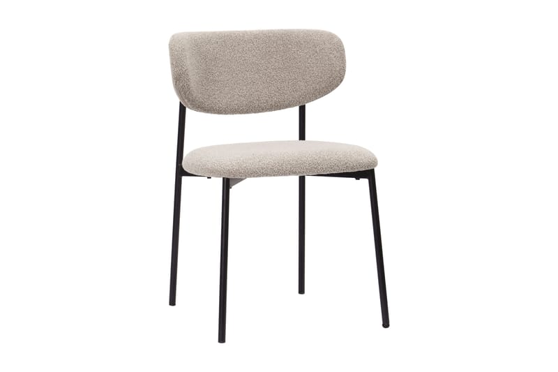 Kopparbo Runt Matbord 150 cm med 6 Lucy Matstolar - Vit / Greige Bouclé / Metallben Svart - Möbler - Matplats - Matgrupp & matbord med stolar