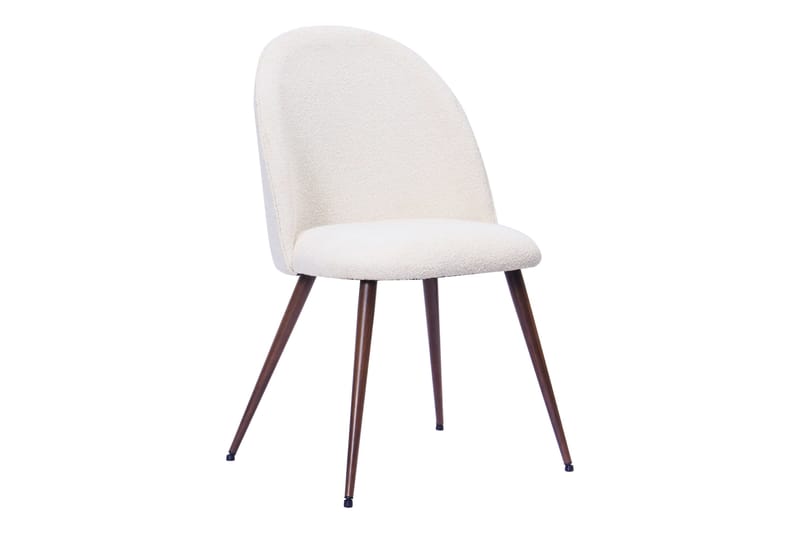 Kopparbo Runt Matbord 150 cm med 6 Nibe Plus Matstolar - Valnöt / Vit Bouclé / Metallben Valnöt - Möbler - Matplats - Matgrupp & matbord med stolar