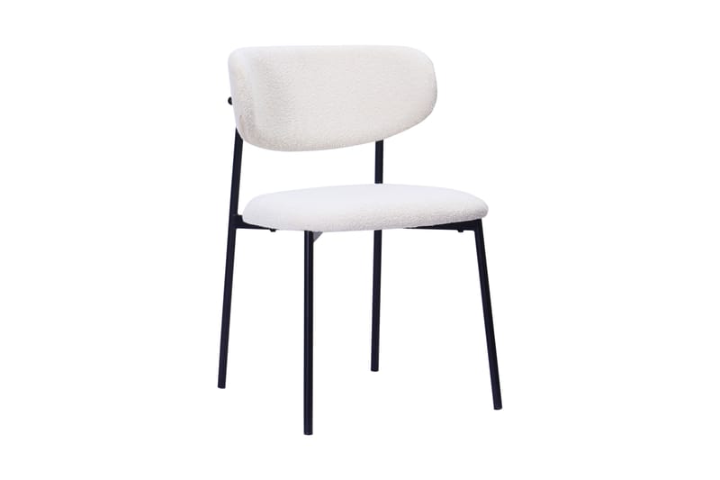 Kopparbo Runt Matbord 180 cm med 6 Lucy Matstolar - Valnöt / Vit Bouclé / Metallben Svart - Möbler - Matplats - Matgrupp & matbord med stolar