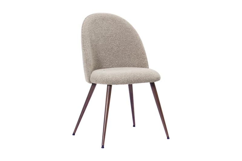 Kopparbo Runt Matbord 180 cm med 6 Nibe Plus Matstolar - Valnöt / Greige Bouclé / Metallben Valnöt - Möbler - Matplats - Matgrupp & matbord med stolar