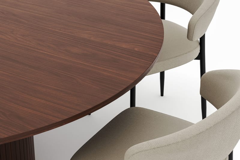 Kopparbo Runt Matbord 180 cm med 6 Sawako Stolar - Valnöt - Möbler - Matplats - Matgrupp & matbord med stolar