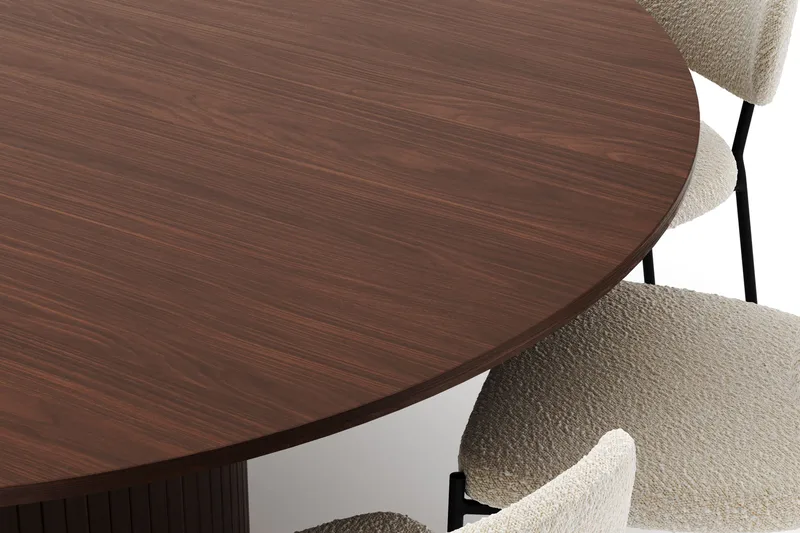 Kopparbo Runt Matbord 180 cm med 8 Gemmiano Stolar - Valnöt - Möbler - Matplats - Matgrupp & matbord med stolar