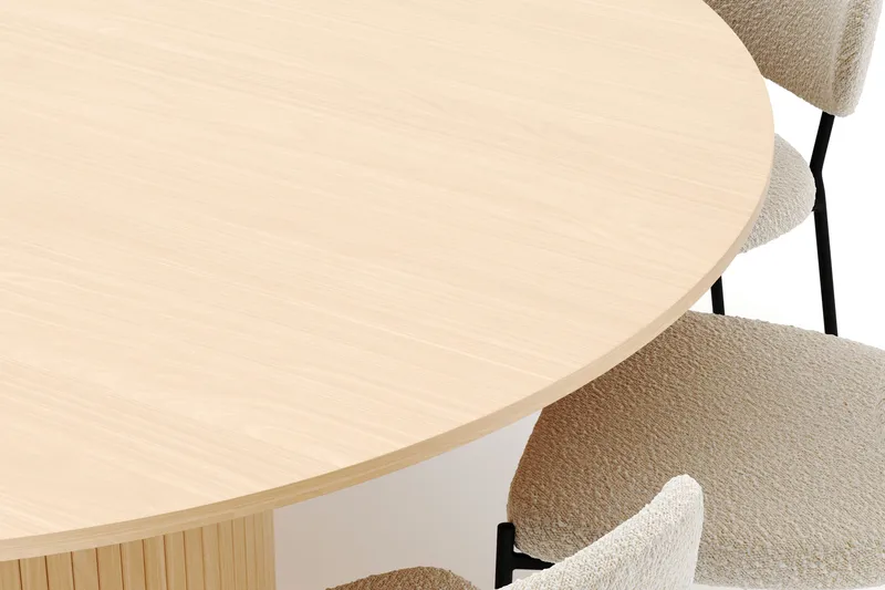 Kopparbo Runt Matbord 180 cm med 8 Gemmiano Stolar - Whitewash - Möbler - Matplats - Matgrupp & matbord med stolar