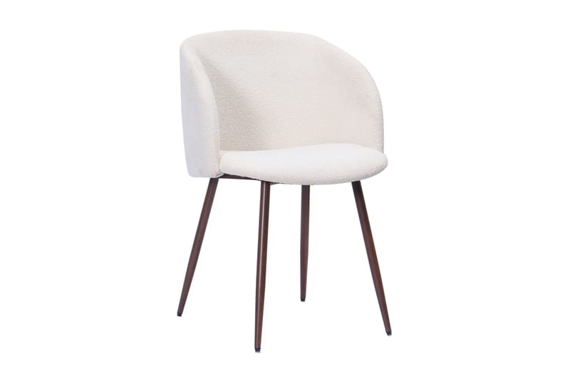 Kopparbo Runt Matbord 180 cm med 8 Greya Matstolar med armstöd - Valnöt / Vit Bouclé / Metallben Valnöt - Möbler - Matplats - Matgrupp & matbord med stolar