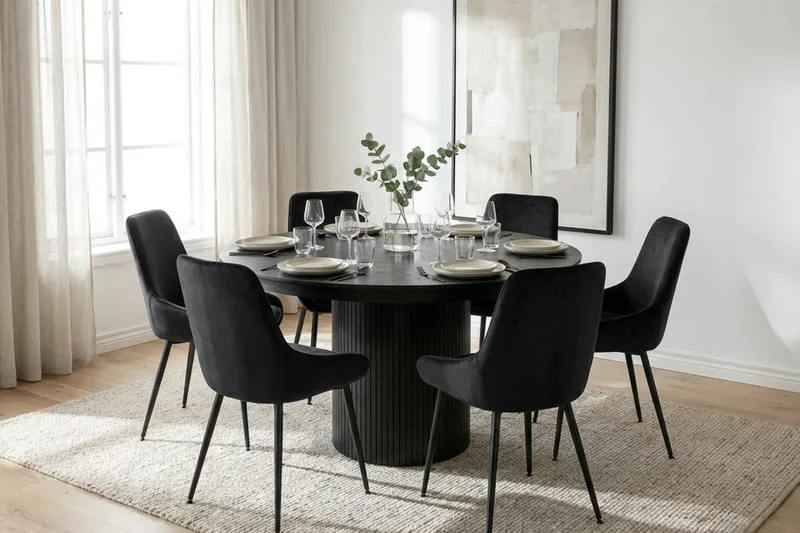 Kopparbo Runt Matbord förlängningsbart 140-240 cm Fanér - Svart - Möbler - Matplats - Matbord & köksbord