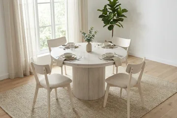 Kopparbo Runt Matbordförlängningsbart 120-220 cm Fanér - Vitlaserad ek - Möbler - Matplats - Matbord & köksbord