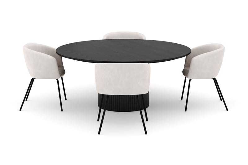 Kopparbo Runt Stort Matbord 180 cm med 4 Berit Stolar - Svart - Möbler - Matplats - Matgrupp & matbord med stolar