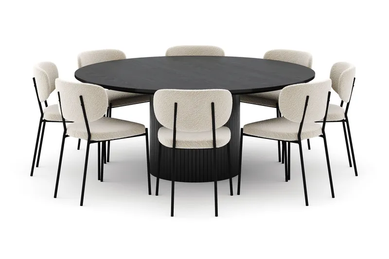 Kopparbo Runt Stort Matbord 180 cm med 8 Gemmiano Stolar - Svart - Möbler - Matplats - Matgrupp & matbord med stolar