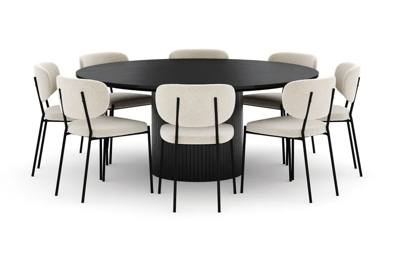 Kopparbo Runt Stort Matbord 180 cm med 8 Gemmiano Stolar - Svart - Möbler - Matplats - Matgrupp & matbord med stolar