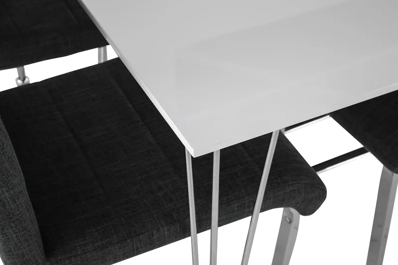 Kronblom Matgrupp 120 cm med 4 Cibus Stol - Vit/Krom/Grå - Möbler - Matplats - Matgrupp & matbord med stolar