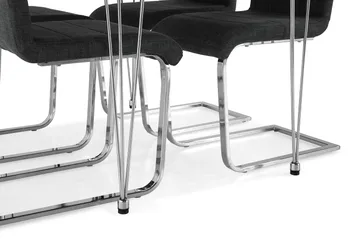 Kronblom Matgrupp 120 cm med 4 Cibus Stol - Vit/Krom/Grå - Möbler - Matplats - Matgrupp & matbord med stolar