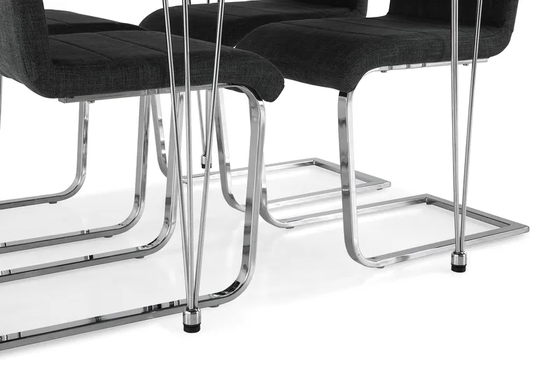 Kronblom Matgrupp 120 cm med 4 Cibus Stol - Vit/Krom/Grå - Möbler - Matplats - Matgrupp & matbord med stolar