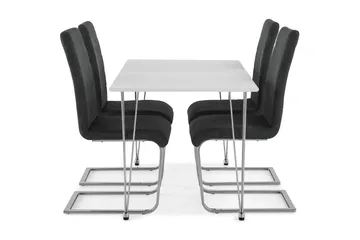 Kronblom Matgrupp 120 cm med 4 Cibus Stol - Vit/Krom/Grå - Möbler - Matplats - Matgrupp & matbord med stolar