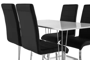 Kronblom Matgrupp 120 cm med 4 Cibus Stol - Vit/Krom/Svart PU - Möbler - Matplats - Matgrupp & matbord med stolar