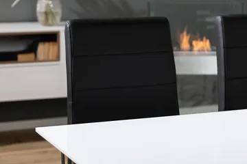 Kronblom Matgrupp 120 cm med 4 Cibus Stol - Vit/Krom/Svart PU - Möbler - Matplats - Matgrupp & matbord med stolar