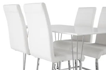 Kronblom Matgrupp 120 cm med 4 Cibus Stol - Vit/Krom/Vit PU - Möbler - Matplats - Matgrupp & matbord med stolar