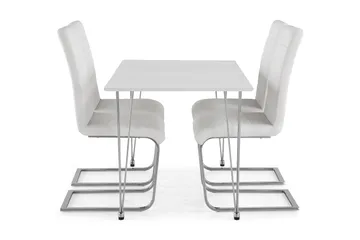 Kronblom Matgrupp 120 cm med 4 Cibus Stol - Vit/Krom/Vit PU - Möbler - Matplats - Matgrupp & matbord med stolar