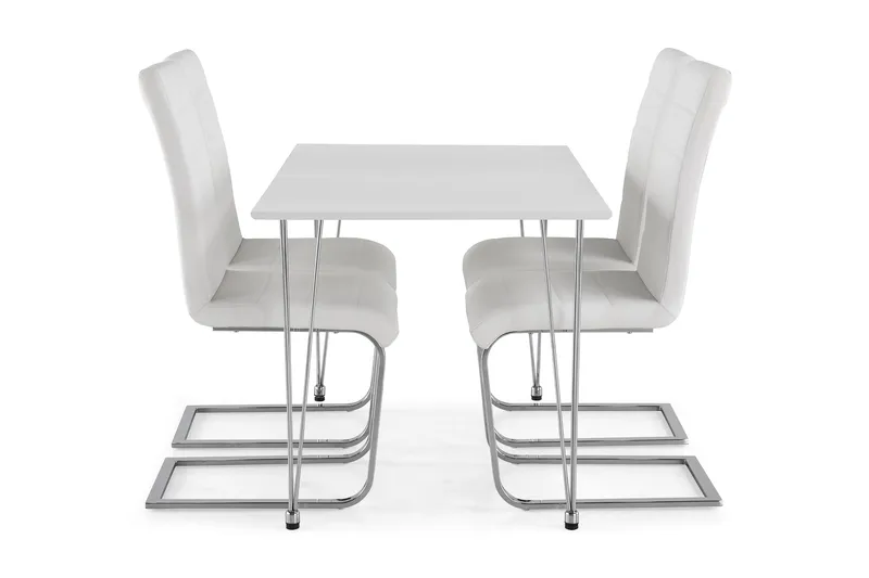 Kronblom Matgrupp 120 cm med 4 Cibus Stol - Vit/Krom/Vit PU - Möbler - Matplats - Matgrupp & matbord med stolar