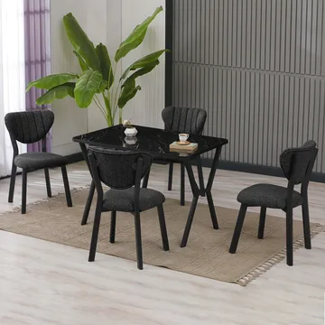 Krylor Matgrupp Bord 110 cm + 4 Stolar - Antracit/Svart - Möbler - Matplats - Matgrupp & matbord med stolar