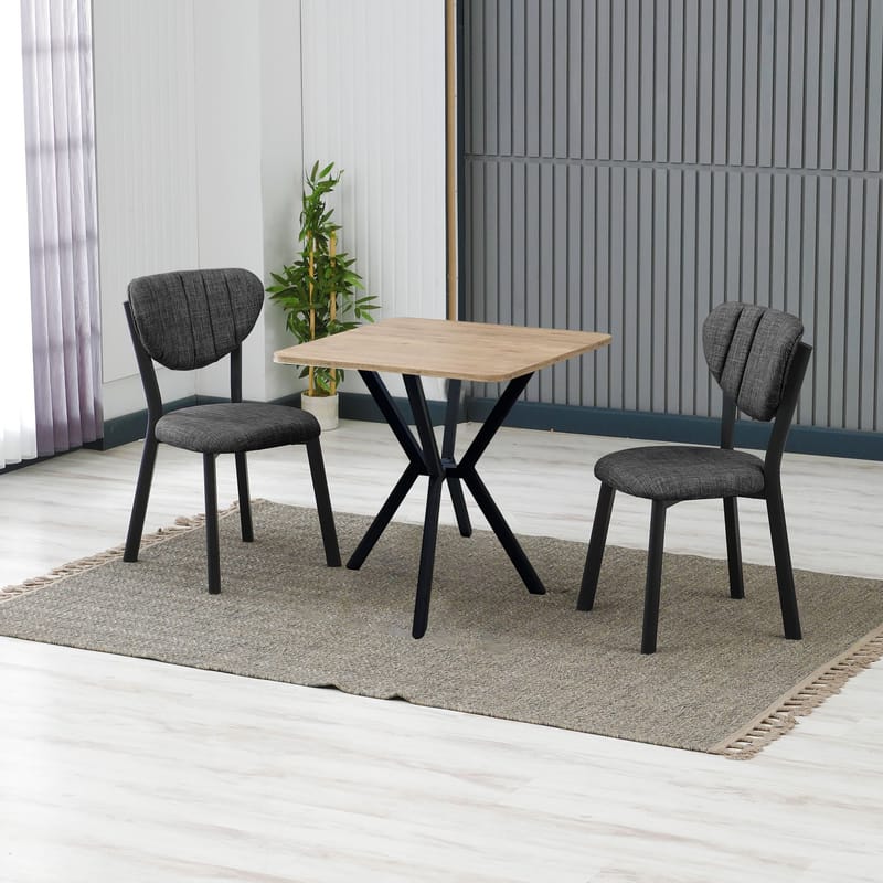 Krylor Matgrupp Bord 70 cm + 2 Stolar - Antracit Valnöt - Möbler - Matplats - Matgrupp & matbord med stolar