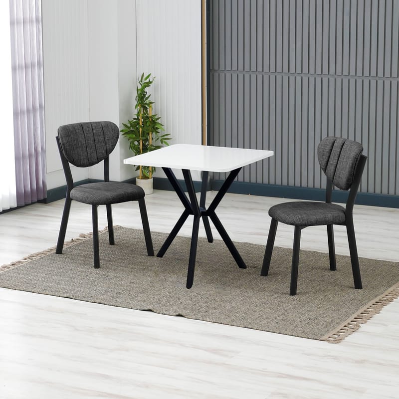 Krylor Matgrupp Bord 70 cm + 2 Stolar - Antracit Vit - Möbler - Matplats - Matgrupp & matbord med stolar