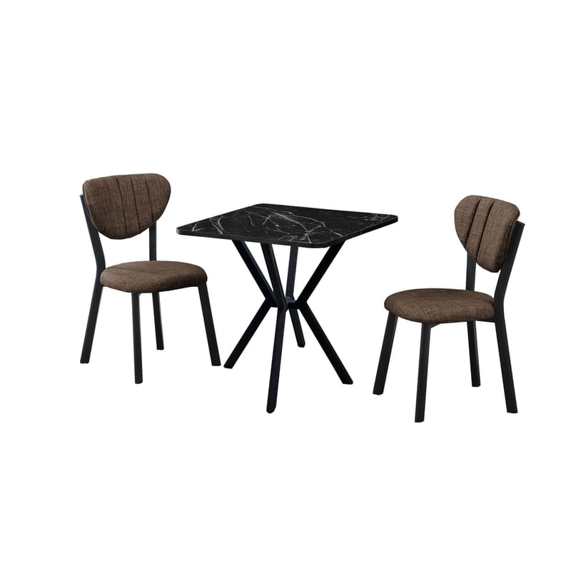 Krylor Matgrupp Bord 70 cm + 2 Stolar, Brun Svart
