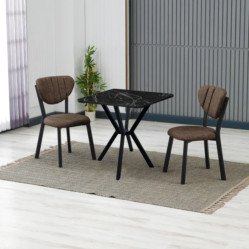 Krylor Matgrupp Bord 70 cm + 2 Stolar - Brun Svart - Möbler - Matplats - Matgrupp & matbord med stolar