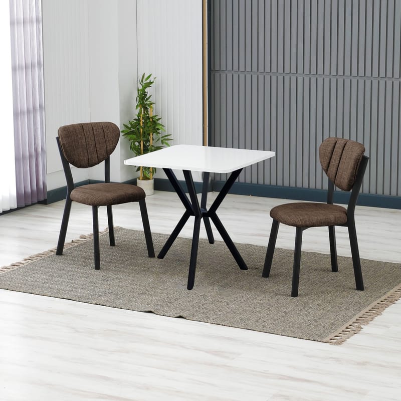 Krylor Matgrupp Bord 70 cm + 2 Stolar - Brun Vit - Möbler - Matplats - Matgrupp & matbord med stolar
