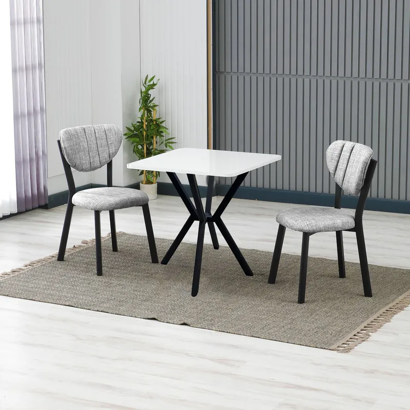 Krylor Matgrupp Bord 70 cm + 2 Stolar - Grå Vit - Möbler - Matplats - Matgrupp & matbord med stolar