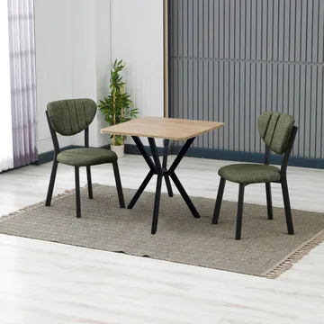 Krylor Matgrupp Bord 70 cm + 2 Stolar - Grön Valnöt - Möbler - Matplats - Matgrupp & matbord med stolar