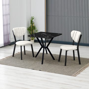 Krylor Matgrupp Bord 70 cm + 2 Stolar - Kräm Svart - Möbler - Matplats - Matgrupp & matbord med stolar