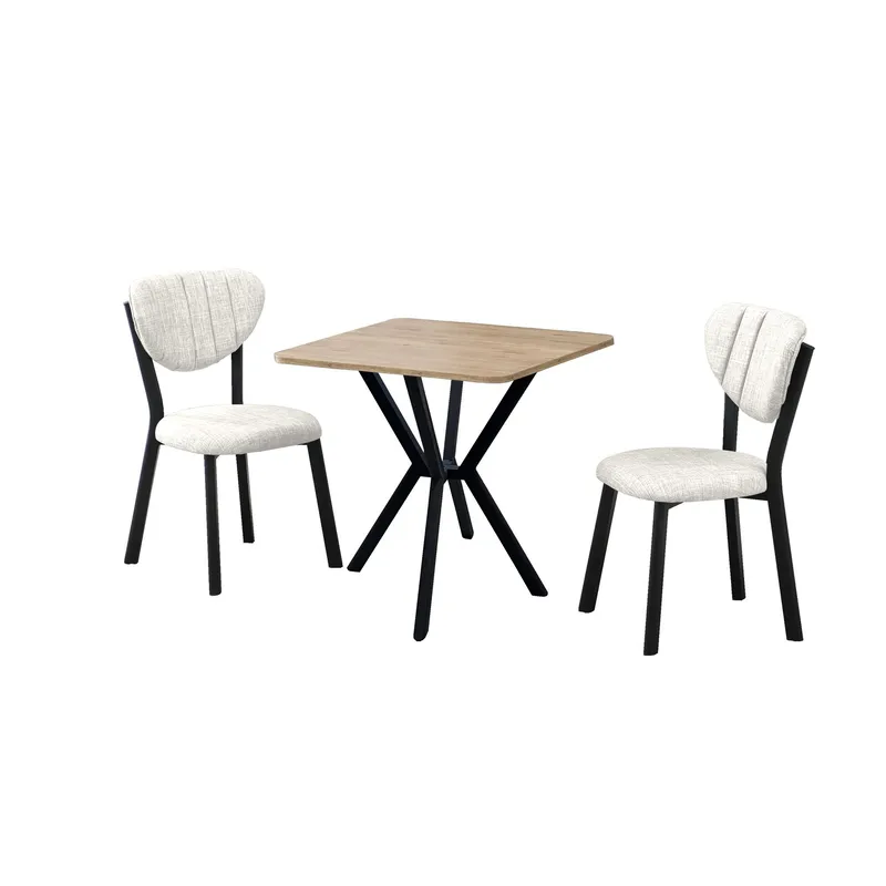 Krylor Matgrupp Bord 70 cm + 2 Stolar, Kräm Valnöt