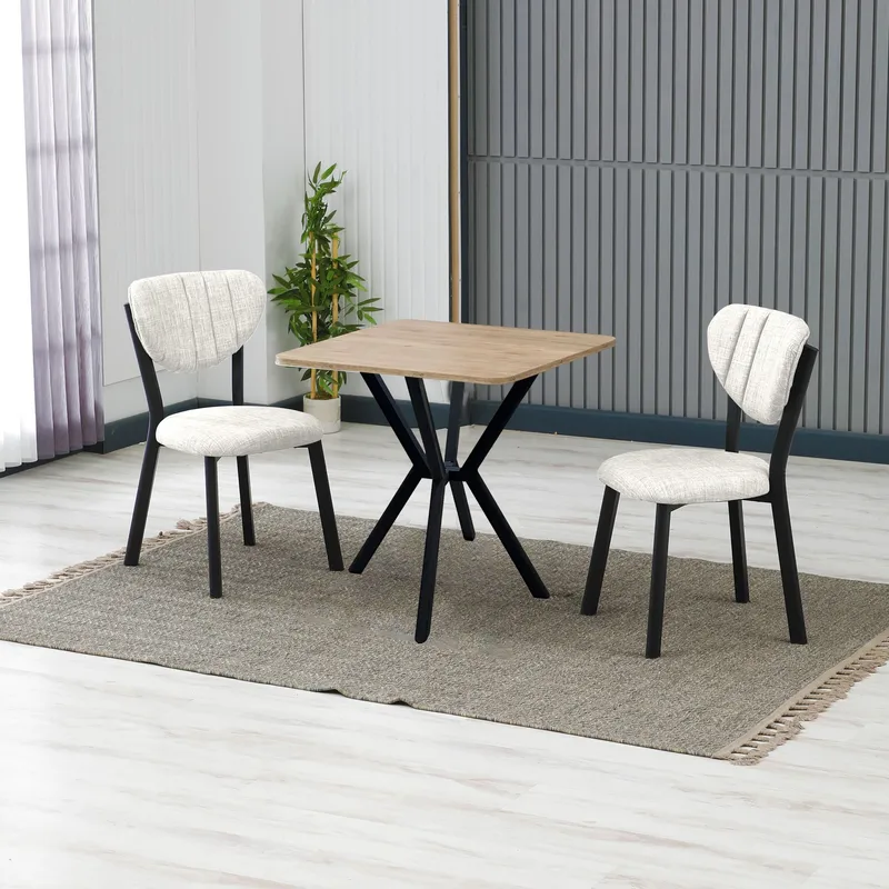 Krylor Matgrupp Bord 70 cm + 2 Stolar - Kräm Valnöt - Möbler - Matplats - Matgrupp & matbord med stolar