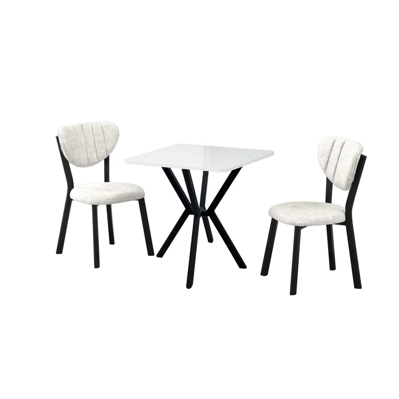 Krylor Matgrupp Bord 70 cm + 2 Stolar, Kräm Vit