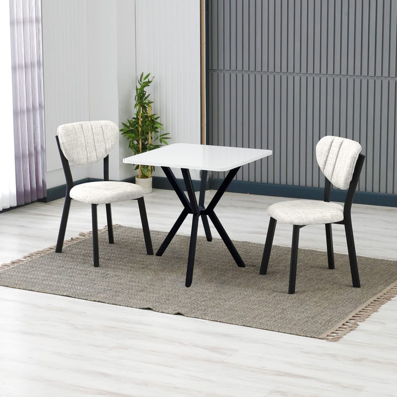 Krylor Matgrupp Bord 70 cm + 2 Stolar - Kräm Vit - Möbler - Matplats - Matgrupp & matbord med stolar