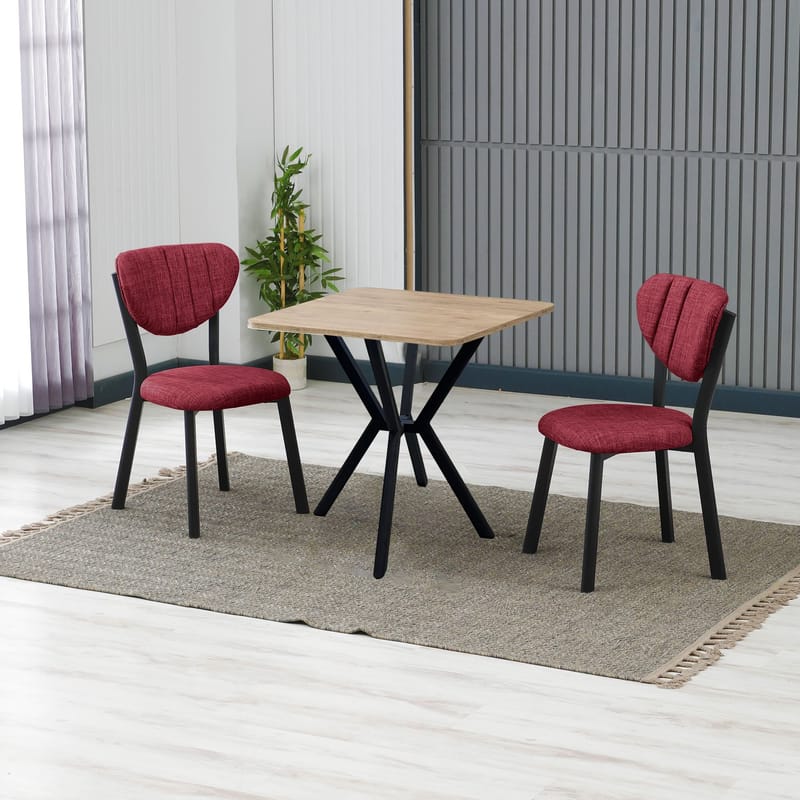 Krylor Matgrupp Bord 70 cm + 2 Stolar - Vinröd Valnöt - Möbler - Matplats - Matgrupp & matbord med stolar