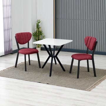 Krylor Matgrupp Bord 70 cm + 2 Stolar - Vinröd Vit - Möbler - Matplats - Matgrupp & matbord med stolar