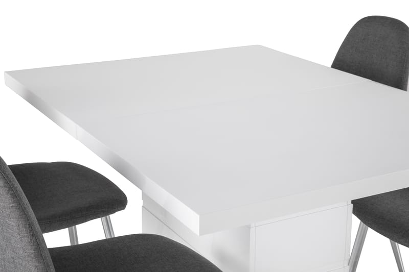 KULMBACH Bord Förlängningsbar 120 + 4 NIKOLAS Stol Vit/Svart - Matgrupp & matbord med stolar