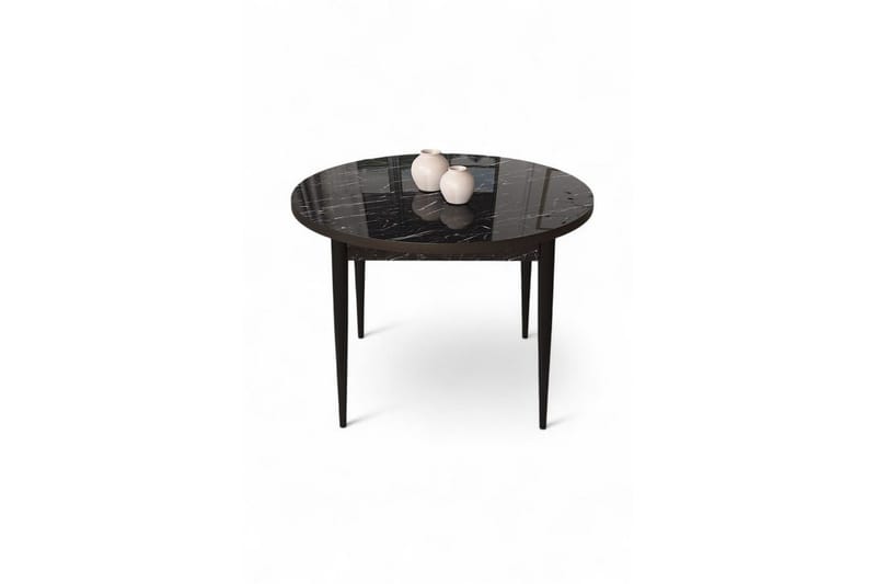 Kummer Matbord 90 cm Rund, Svart Marmor/Svart
