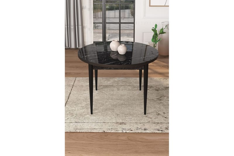 Kummer Matbord 90 cm Rund - Svart Marmor/Svart - Möbler - Matplats - Matbord & köksbord